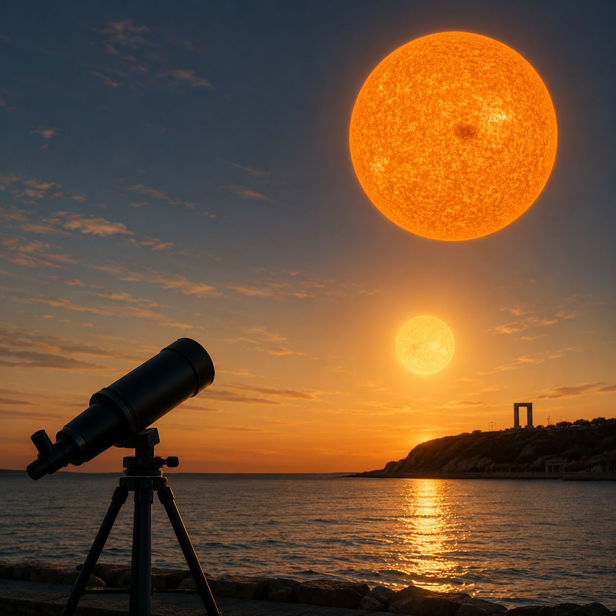 The sun viewed through the telescope